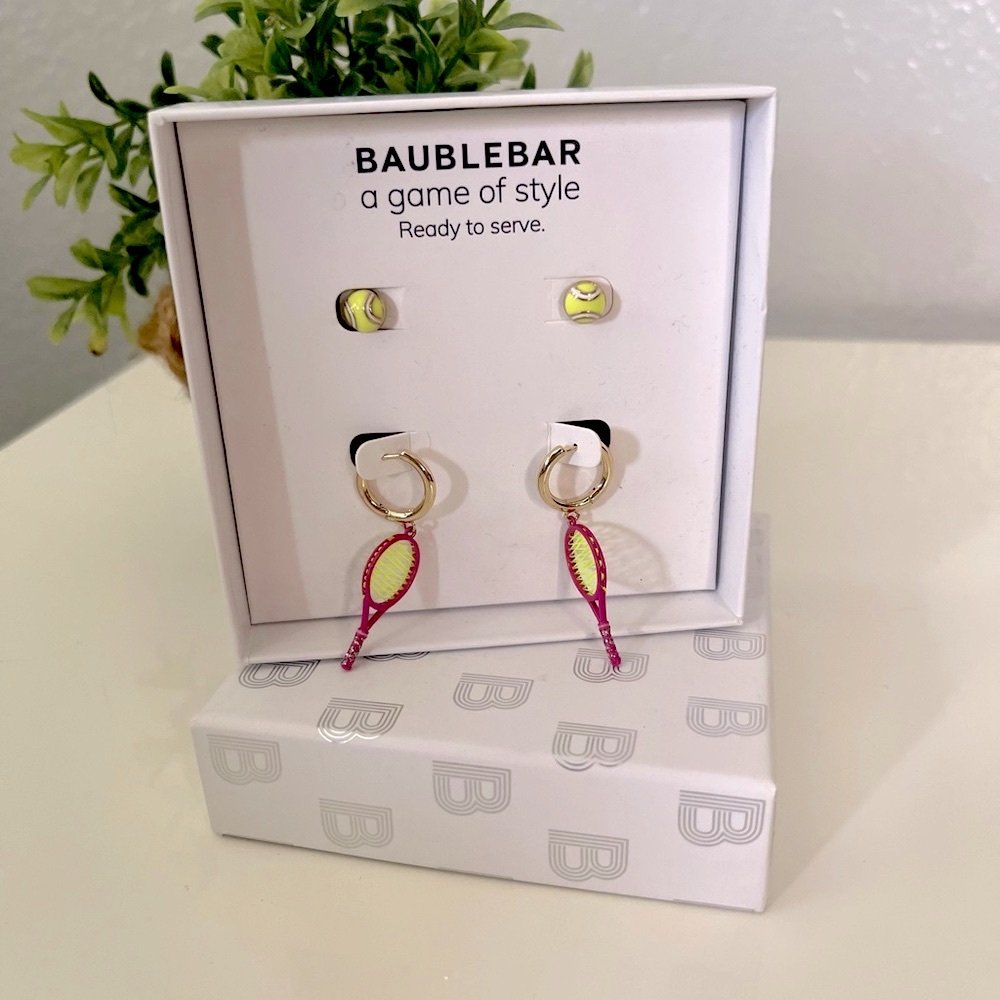 BaubleBar Pink and Yellow Tennis Racket Earring Set